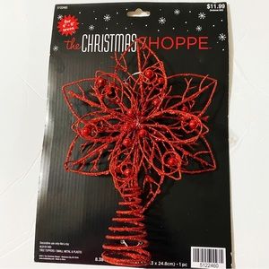 THE CHRISTMAS SHOPPE Red Glitter Tree Topper New